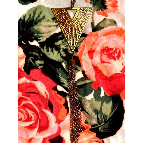 Say Anything Floral Print Off Shoulder Blouse With Necklace Size M - Picture 7 of 7